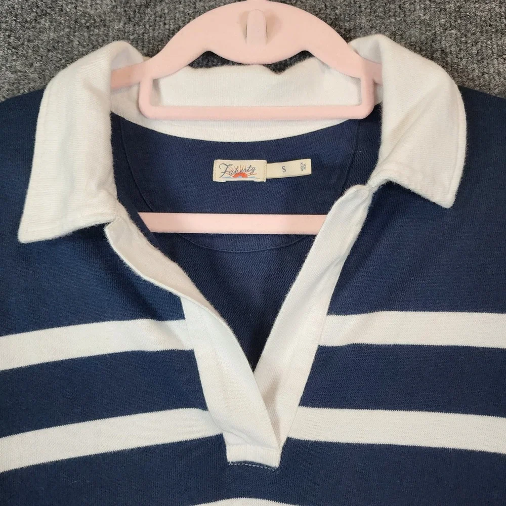 Faherty Women Coastal Preppy Nautical Old Money Rugby Stripe Tunic Dress Size‎ S